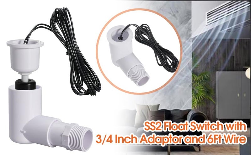 Seweder SS2 Float Switch L-Shape with 3/4 Inch Adaptor and 6Ft Wire Water Float Switch for HVAC Drain Pan Condensate Outlet(2pcs) - Image 4